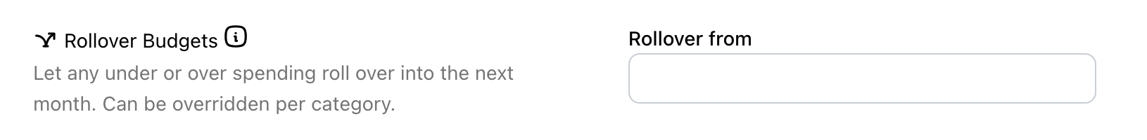 Screenshot of rollover budget settings